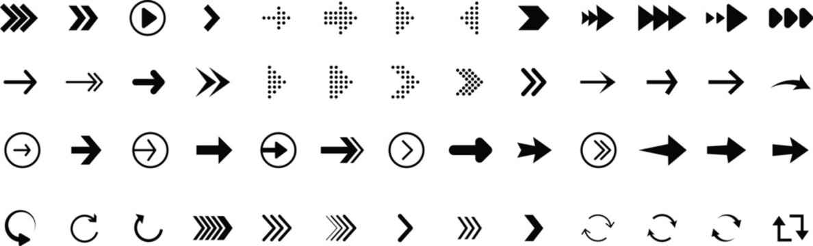 Arrow icon set. Arrow. Cursor. Black vector arrows icons. Collection different arrows sign. Modern simple arrows. Black arrow pointing. Black direction pointer. black and white background.
