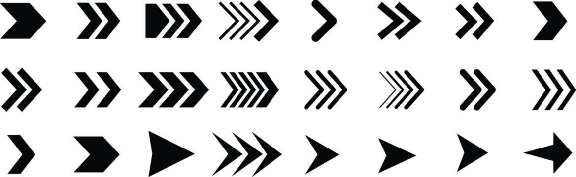 Arrow icon set. arrow and cursor. Modern simple arrow collection, different arrow signs, black arrows icons. Arrow big black set. Vector illustration.