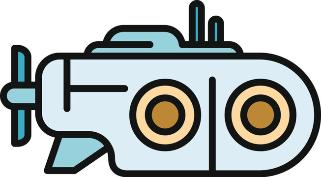 Submarine vessel with periscope and propeller vector icon illustrating underwater marine transportation