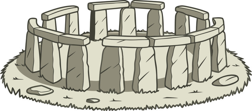 Illustration of stonehenge, a prehistoric stone circle monument in england