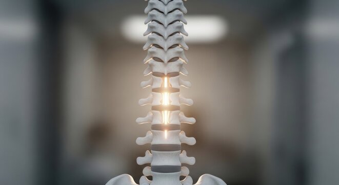 Human Spine Anatomy - Detailed 3D Rendering of Vertebral Column.