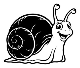 Happy snail character smiling in bold cartoon outline style © AnimalZOO