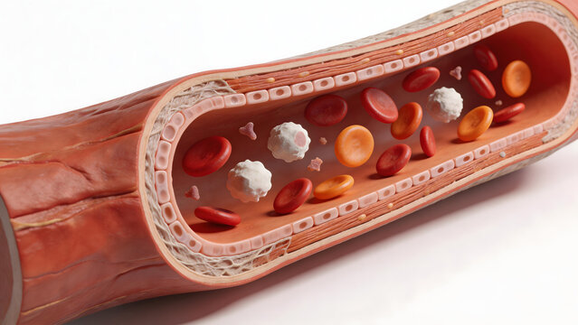 Cross section of blood vessel with cells