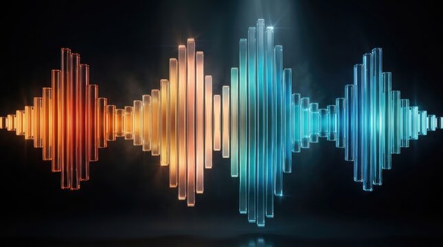 Abstract sound wave visualization with gradient colors digital audio spectrum and modern technology concept