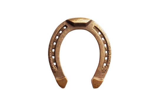 Isolated golden ornate lucky horseshoe a symbol of good fortune and protection