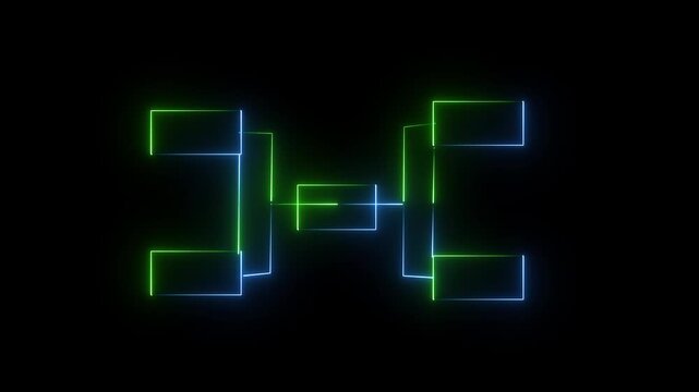 Glowing neon line Business hierarchy organogram chart infographics icon isolated on black background. It is suitable for all kinds of quizzes, 