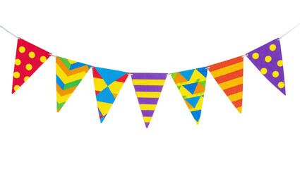 Fototapeta premium Isolated colorful party bunting garland with various patterns for celebration decoration