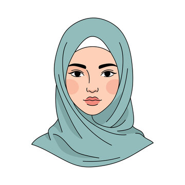 Woman wearing a green hijab headscarf.