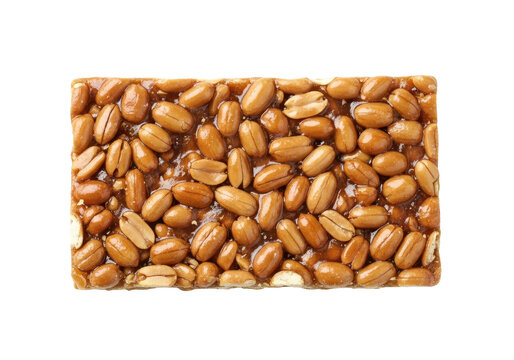 Peanut chikki, a crunchy and sweet traditional indian snack bar made with roasted peanuts and jaggery, isolated on transparent background