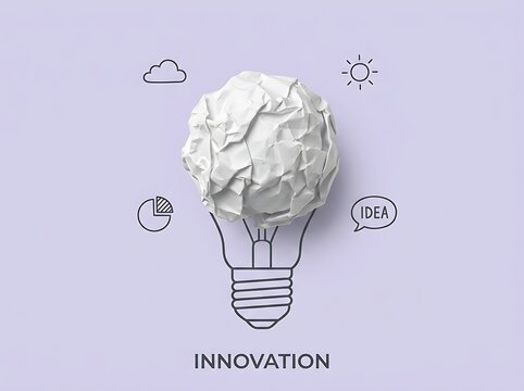 Innovation and Creative Brainstorming Concept with Crumpled Paper Lightbulb