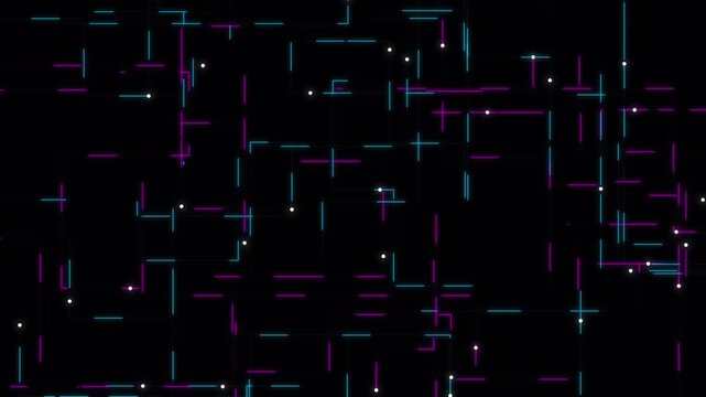 Animated Abstract Cyber Circuit Board Data Flow Background with Glowing Neon Cyan and Pink Lines Digital Network Connection Motion Graphics 4K