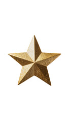 Obraz premium Isolated golden textured five-pointed star, shiny symbol of success, award or holiday decoration