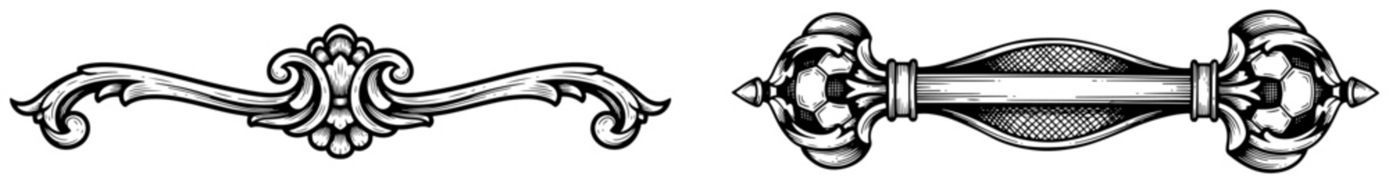 Classical ornamental dividers with floral scrollwork and vintage baroque engraved design elements