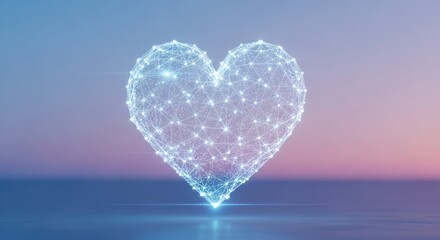 Fototapeta premium Digital Heart - A Glowing Symbol of Connection and Technology.