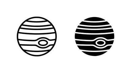 Jupiter Planet Icons, Gas Giant Vector Graphics, Celestial Body Symbols, Space Exploration Icons © Samia