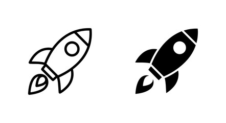 Rocket Ship Icons, Space Exploration Vector Graphics, Launch and Speed Symbols, Futuristic Technology and Startup Concepts © Momena