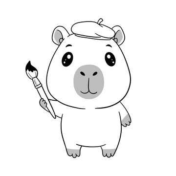 Black and White, Outline Hand drawn of Capybara clip art, Perfect for DIY, Coloring page, and Cricut.