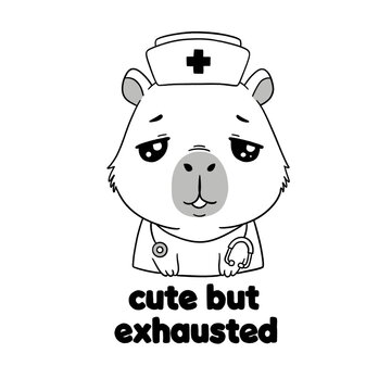 Black and White, Outline Hand drawn of Capybara clip art, Perfect for DIY, Coloring page, and Cricut.
