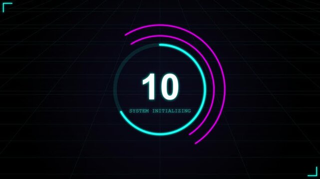 Countdown timer with digital circular loading interface for system boot