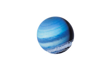 Isolated artistic blue orb with dynamic horizontal stripes and a textured frosty white ring © Saoirse