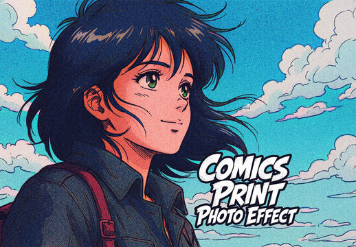 Comics Print Photo Effect Mockup