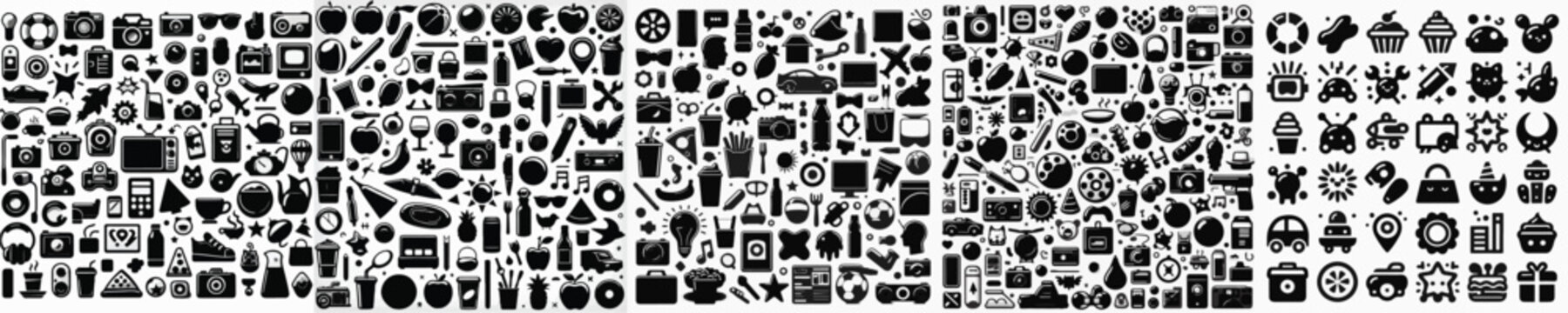 Vector set image silhouette of random icon