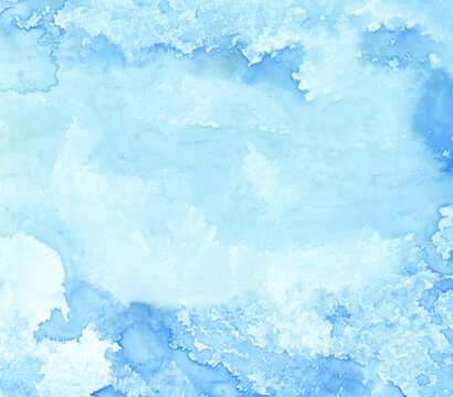 Abstract blue watercolor painting background with copy space