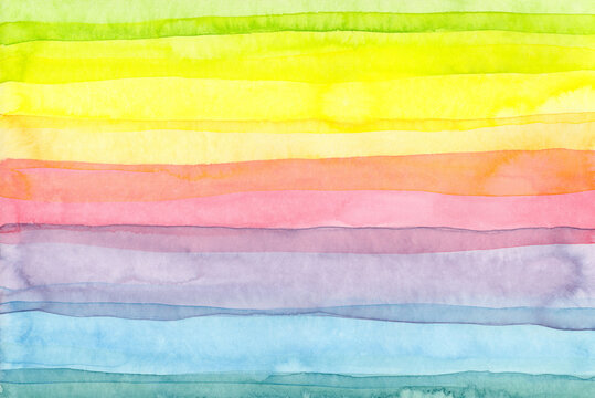 Abstract pastel watercolor painting background with rainbow stripes
