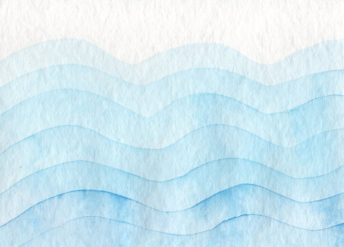 Abstract blue watercolor wave background with copy space