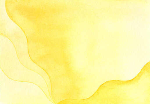 Abstract yellow watercolor background with wavy texture