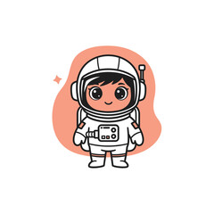 Fototapeta premium Cartoon astronaut in white spacesuit.