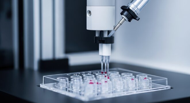 Automated Robotic Arm Precisely Dispensing Micro-Doses of Liquid into Small Laboratory Vials