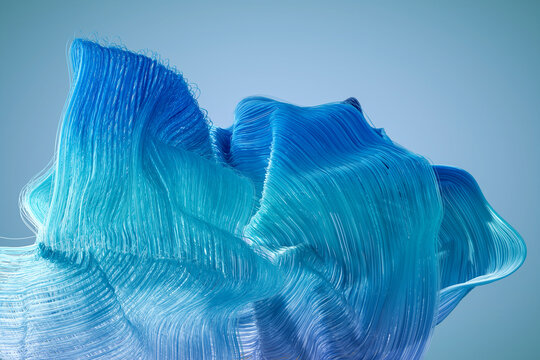 3d digital wave of blue wires flowing in an abstract background