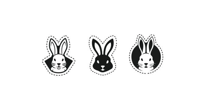 Rabbit head line art with dotted texture