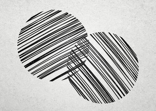 Abstract illustration of two overlapping hand drawn ink circles