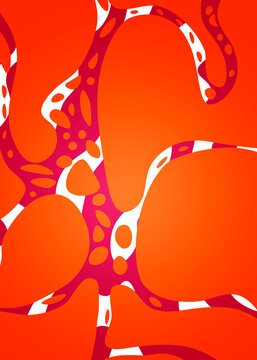 Abstract flowing organic blood cell vascular network