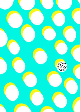 Vibrant turquoise geometric pattern with one dragonfruit circle