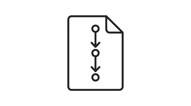 Minimal audit trail icon illustrating a sequential process flow, perfect for tracking steps in business workflows, system operations, or technical documentation