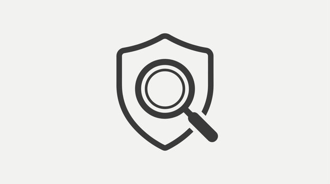 Minimalist security scan icon for data protection and fraud detection, representing digital audit and vulnerability assessment for online safety against cyber threats