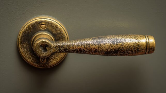 brass hardware patina door handle vintage texture warm metallic tones detail minimal background