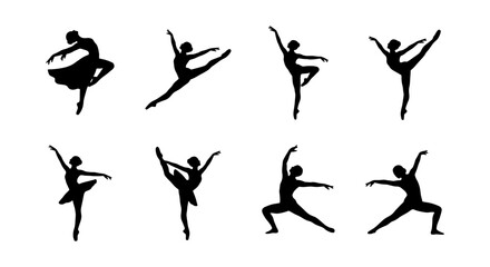 Ballet Dancer Silhouettes Collection: Graceful Poses, Elegant Movement, Artistic Expression, Performance Art Vector Set © Sultana