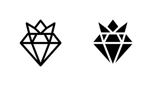 Geometric Diamond Icons, Crown Gem Logos, Luxury Jewel Symbols, Minimalist Precious Stone Graphics