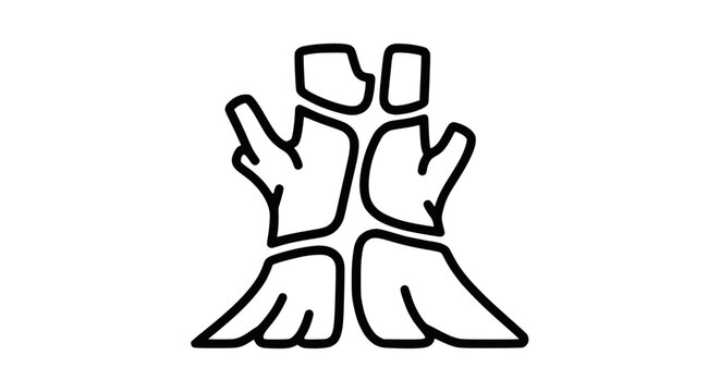 Abstract outline of a tree stump divided into four sections, minimalist line art symbol