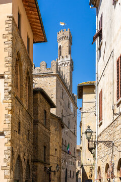 Historic medieval architecture in the old town of Volterra Italy