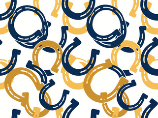 A striking pattern featuring abstract horseshoes in vibrant colors symbolizes good luck and prosperity, making it suitable for various design applications and creative projects. © Boren