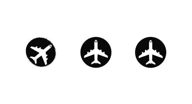 Airplane silhouettes in halftone style circular pattern