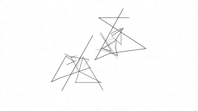 Minimal abstract geometric line animation with black triangular shapes on white background, modern motion graphics composition and dynamic linear design elements.