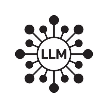 Black LLM logo with connected nodes on white background