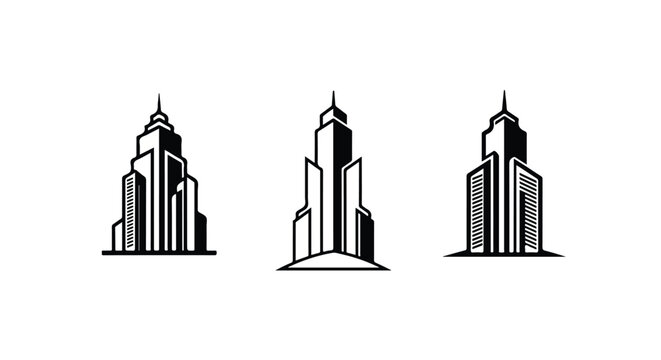 City skyline buildings with halftone pattern
