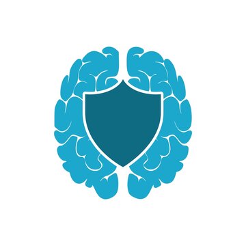 Brain Shield logo icon isolated on white background